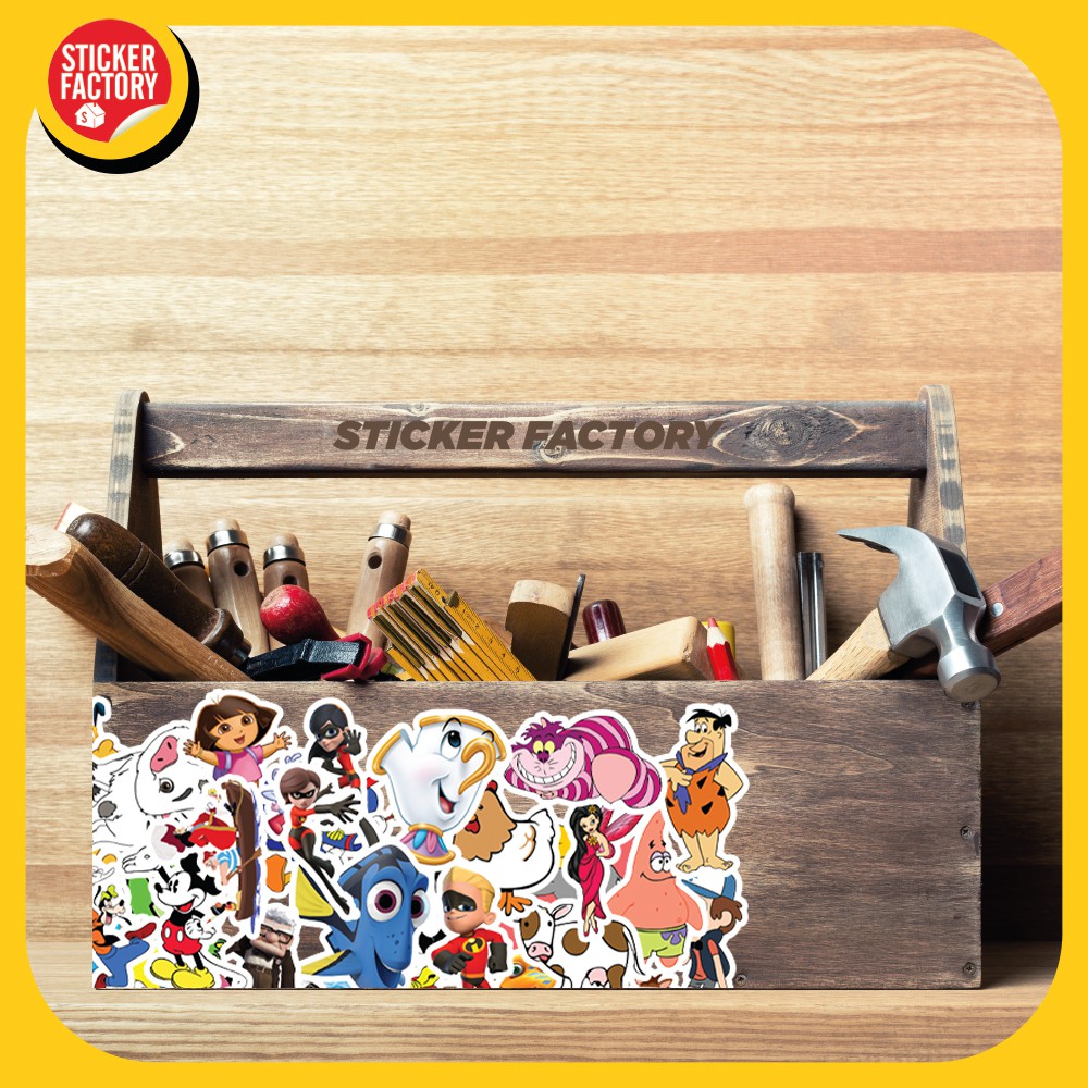 Cartoon - hộp set 100 sticker decal hình dán dễ thương, trang trí nón bảo hiểm , laptop, xe máy, ô tô - STICKER FACTORY