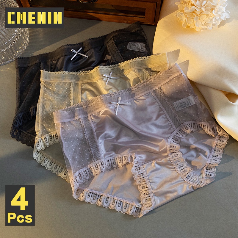 Set 4 Quần Lót Ren Lưng Thấp Quyến Rũ Cho Nữ MM3708