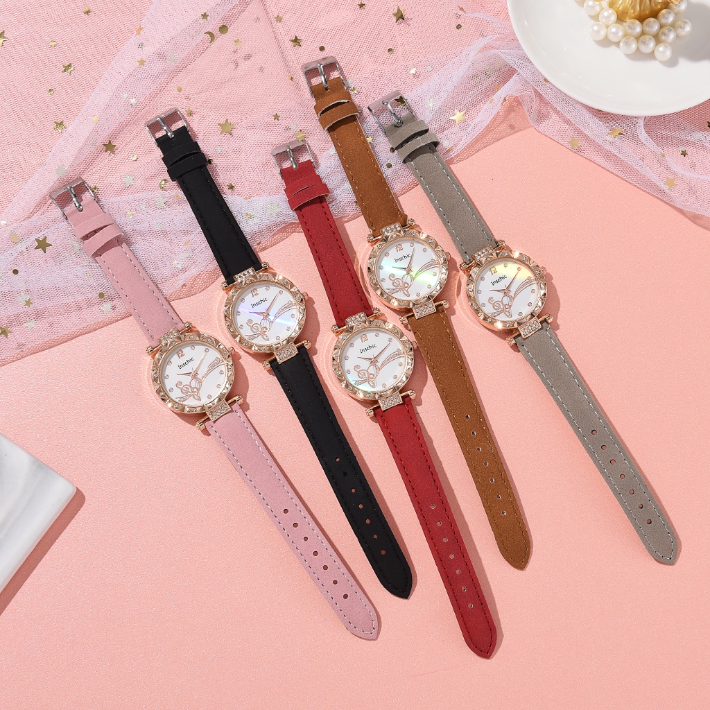 Đồng Hồ Quartz Nữ Mặt Tròn Đính Hột Xoàn