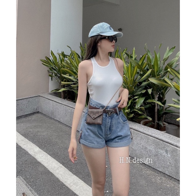 Quần sooc jean p da ra kèm đai siêu hot loai 1