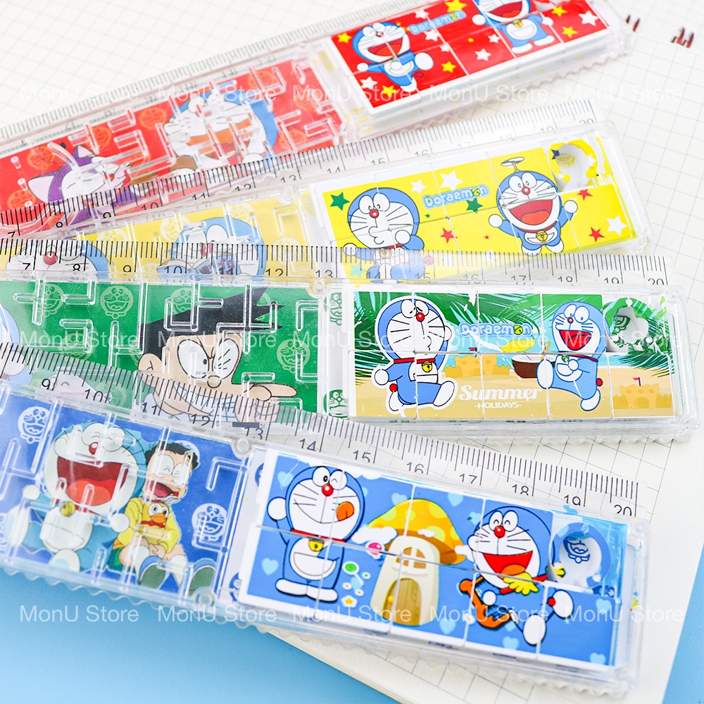 Thước kẻ 20cm DORAEMON DOREMON kèm game ráp hình, lăn bi MON0314 TooYoo