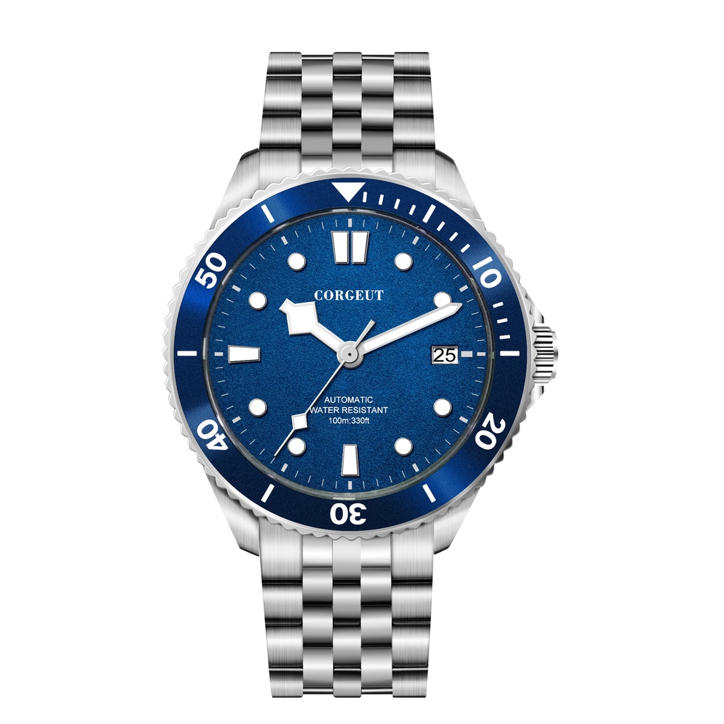 Đồng hồ nam corgeut chính hãng cao cấp đẹp - đồng cơ nam AUTOMATIC Nhật  dây kim loại mặt tròn đẳng cấp, BH 24 tháng