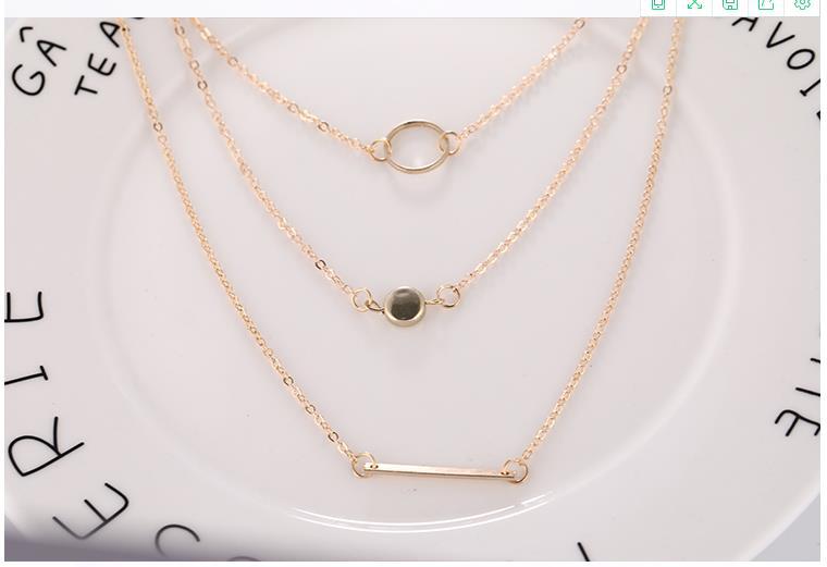 New Jewelry European and American Simple Multi-element Combination Fashion Joker Aperture Metal Bar Necklace