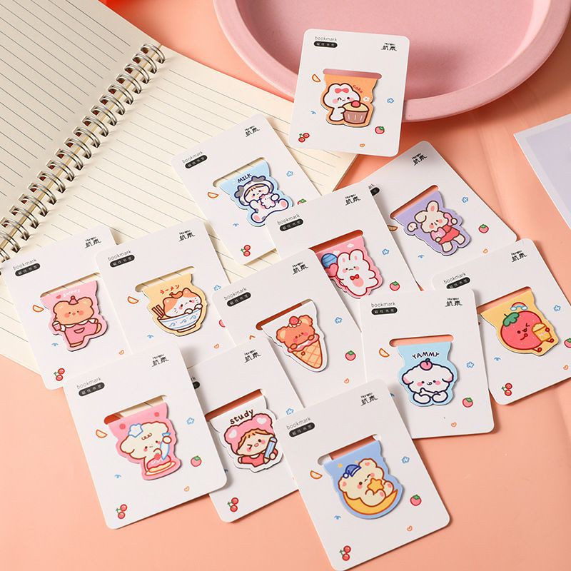 Bookmark nam châm hoạt hình cute mẫu vuông, kẹp đánh dấu trang dễ thương