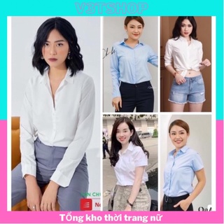 Áo sơ mi cổ đức công sở đẹp ,  Áo sơ mi dáng suông vải mềm thoáng mát sơ mi dài tay , ngắn tay
