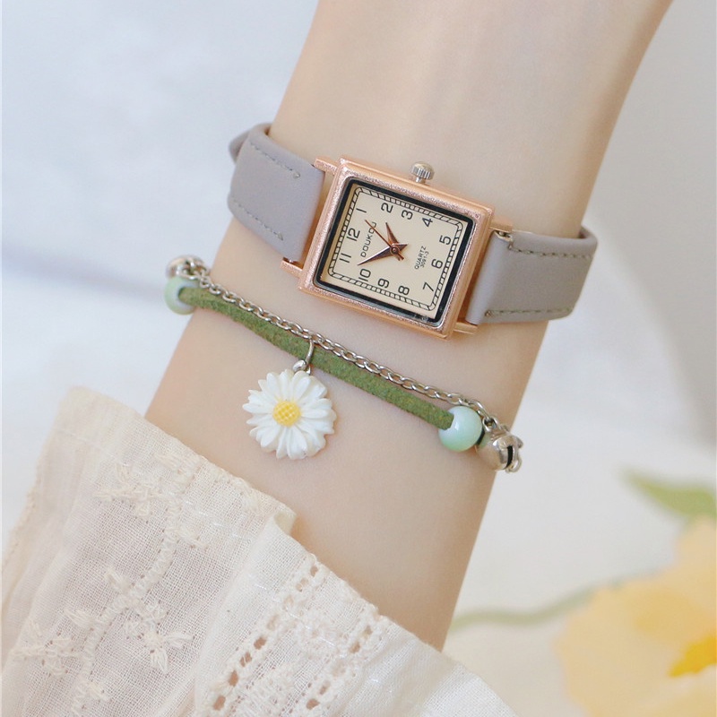 Đồng hồ nữ LaCy Watch dây da mặt vuông nhỏ cọc số Arabic đồng hồ đeo tay phong cách vintage DHJI0009 | BigBuy360 - bigbuy360.vn