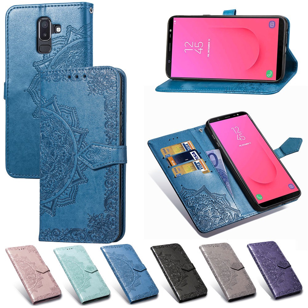PU Leather Datura Stramonium Flip Wallet Case with Card Slot and Kickstand for Samsung Galaxy J5 J6 J7 Prime Plus Duo