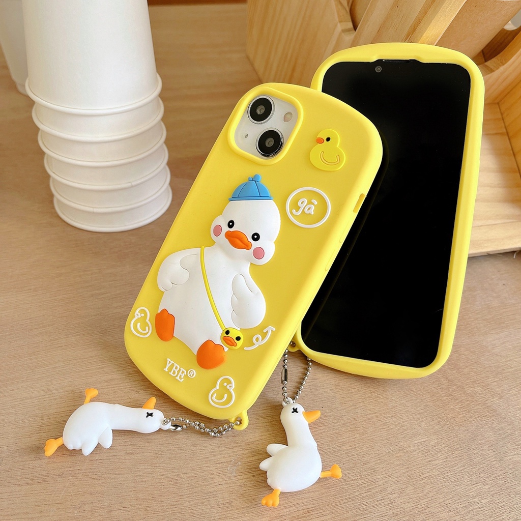 Ốp Điện Thoại Hình Chú Vịt Đeo Ba Lô Vui Nhộn Cho Iphone 12 pro max 11 pro max xs max xr x 7 8 plus