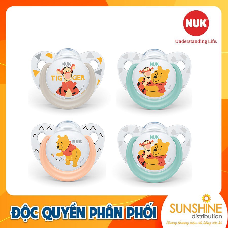 Bộ 2 ti giả NUK Sleeptime Mickey Disney Plus cho bé 0-6-18 tháng núm ti dẹt chỉnh nha