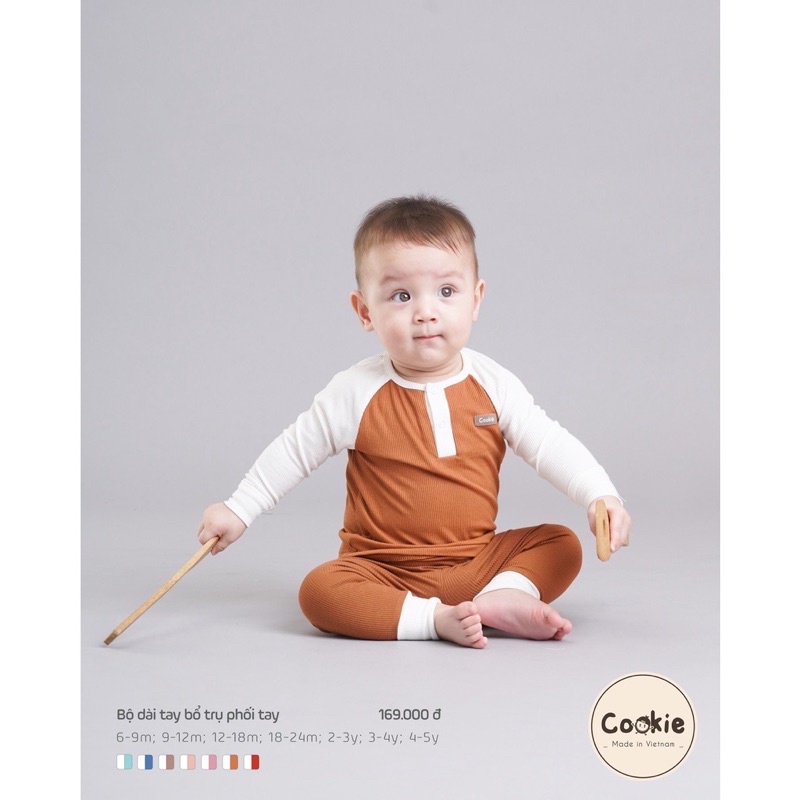COOKIE -Bộ dài tay cổ trụ phối tay trắng cho bé yêu
