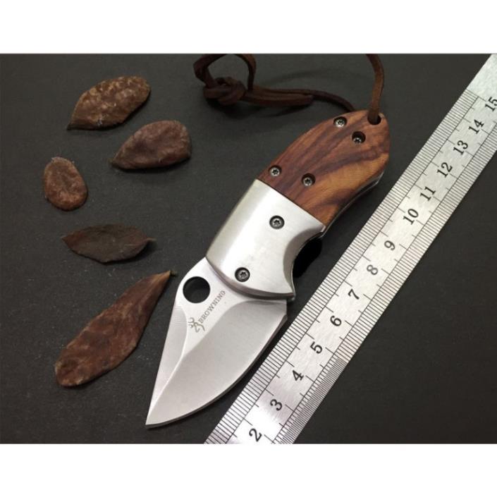 Dao Phượt Browning mini, Dao Gấp Báng gỗ, Đi câu cá, Đi phượt, Đi tour dã ngoại cắm trại, chiến thuật. [LEGEND_8X-DP07]
