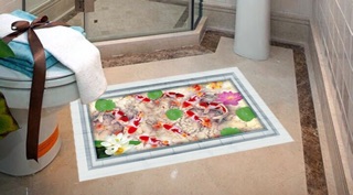 Decal dán tường hồ cá koi