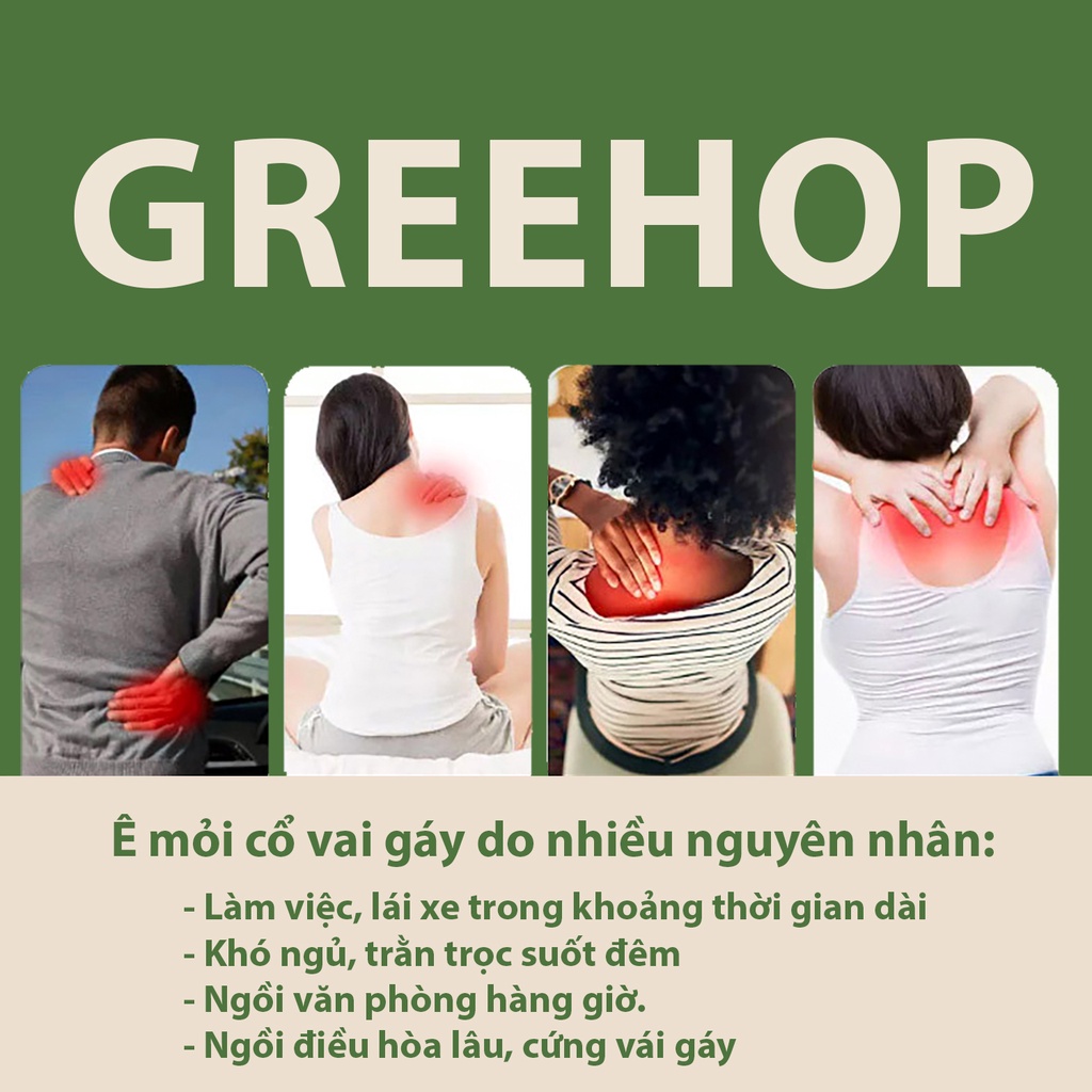 Túi chườm nóng thảo dược massage cổ vai gáy Greehop giảm đau mỏi, giãn cơ, lưu thông khí huyết