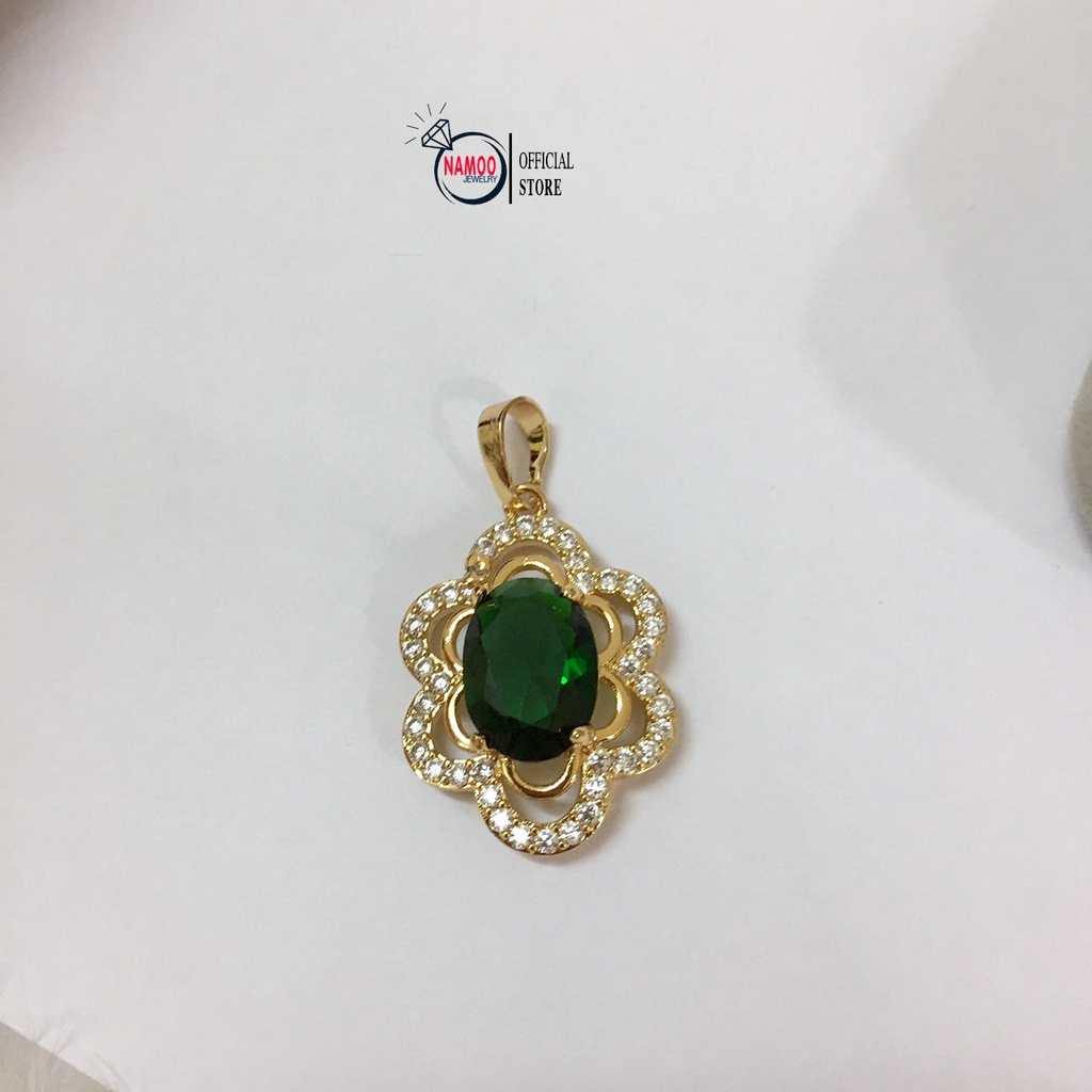 Dây Chuyền Nữ Đính Đá V864 V865 Màu Đá Xanh Và Đỏ kết hợp dây xích 45cm