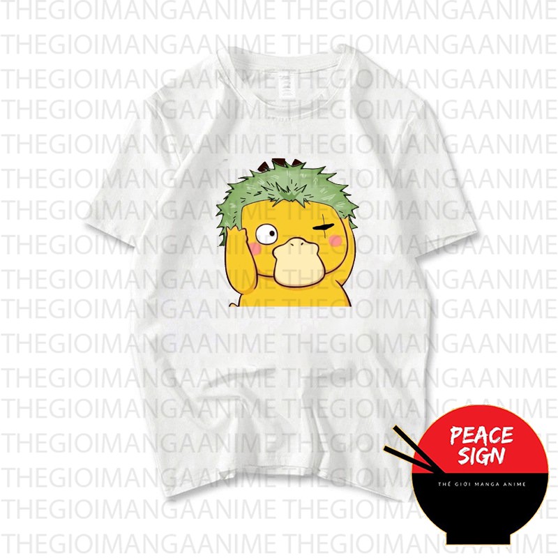 Áo thun phông trắng in hình PSYDUCK ver ONE PIECE Konduck anime chibi