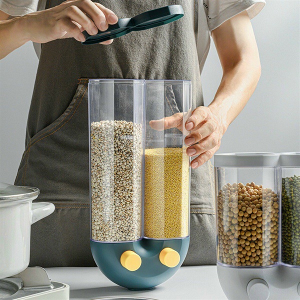 Hộp Đựng Gạo - Các Loại Hạt Thông Minh 2 Ngăn 1300ml