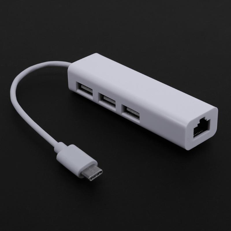 Bộ chuyển đổi HUB 3 cổng USB 3.0 Type C sang Ethernet LAN RJ45 cho Laptop