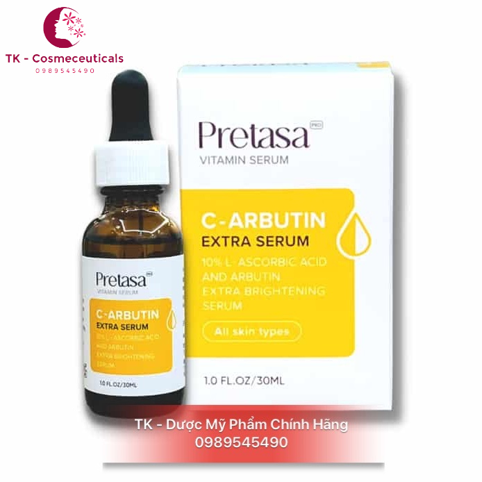 (CHÍNH HÃNG) Serum Tinh Chất Pretasa C Arbutin Extra Làm Sáng Da, Căng Mịn, Tươi Sáng - 30ml