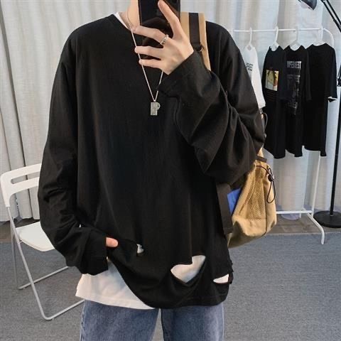 Áo thun DÀI TAY rách Kumikumi  Unisex  Basic Tee phông trơn nam nữ lỡ oversize form rộng sweater ulzzang Hàn Quốc