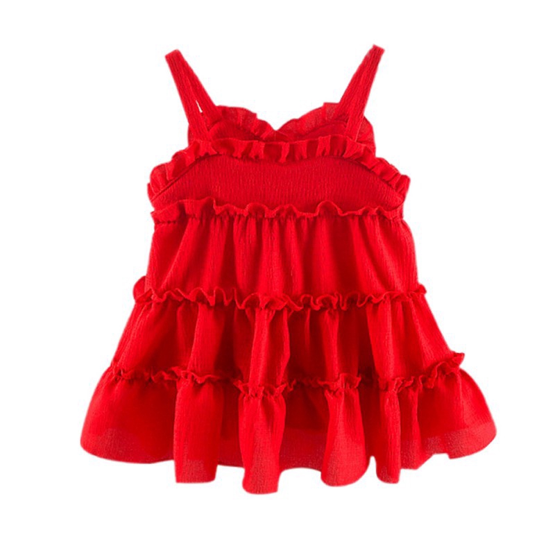 Đầm 2 dây màu đỏ dễ thương dành cho bé gái