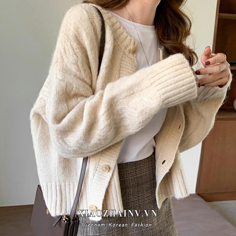 DUNEA Áo Khoác Cardigan Dệt Kim Dáng Rộng Kiểu Retro 3 Màu Sắc Lựa Chọn Cho Nữ