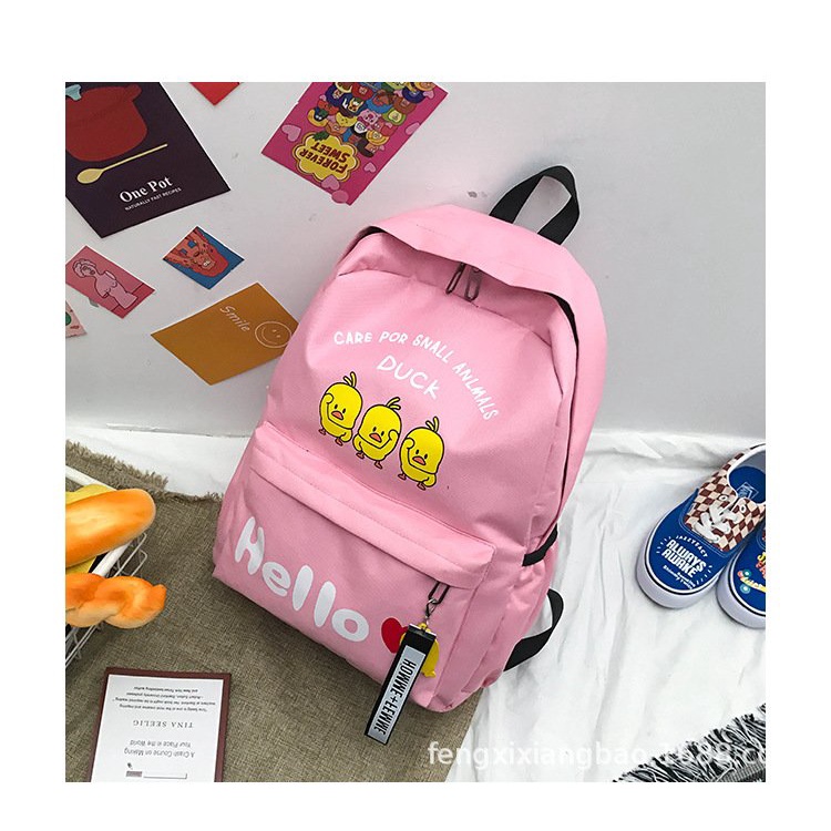Balo nữ balo du lịch mini hình 3 chú vịt hello