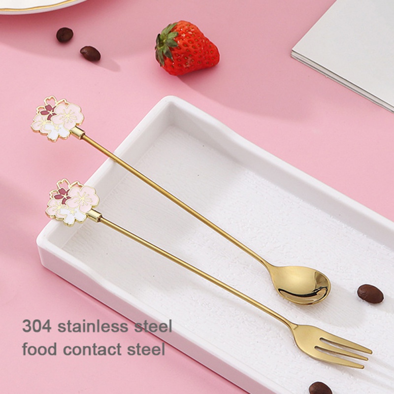 Muỗng Cà Phê Bằng Thép Không Gỉ Cán Dài Họa Tiết Hoạt Hình