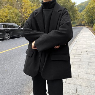Áo khoác dạ nam phong cách Hàn Quốc AKD07- đen