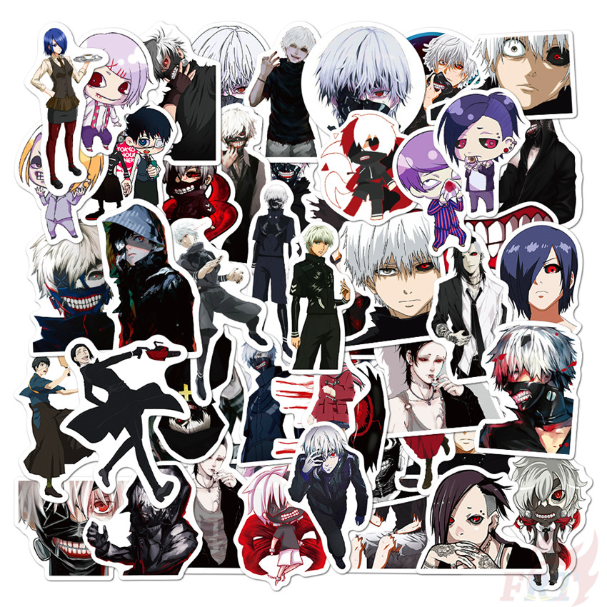 Set 50 Miếng Dán Họa Tiết Anime Tokyo Ghoul Series 04 Kaneki Ken Touka Kirishima Đa Năng Không Thấm Nước