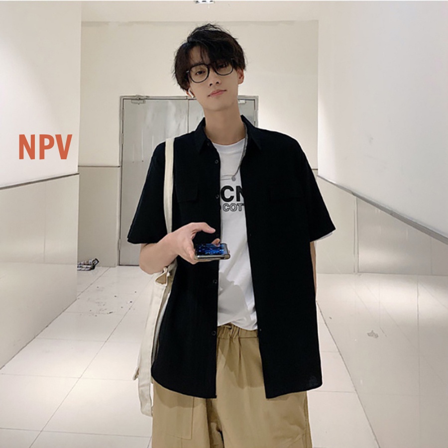 Áo sơ mi đũi cộc tay nam NPV chất đũi Li-nen trẻ trung, năng động, mát mẻ cho mùa hè oi bức
