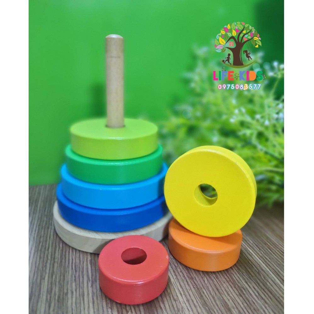 Đồ chơi gỗ - Bộ xếp hình tháp tròn bằng gỗ