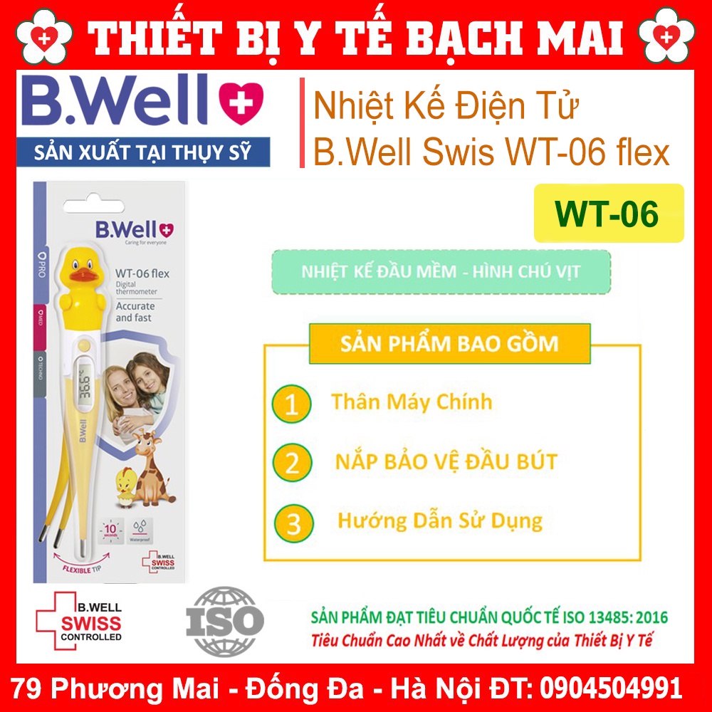 Nhiệt Kế Điện Tử Dễ Thương Bwell Swiss WT-06 flex Hình Vịt, Thỏ