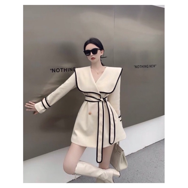 Set áo khoác vest thắt dây siêu sang chảnh