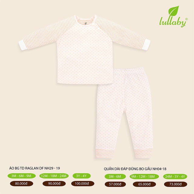 Bộ bổ nẹp - raglan dài tay bé trai/gái 2 lớp Lullaby (Sale Xả Hàng)