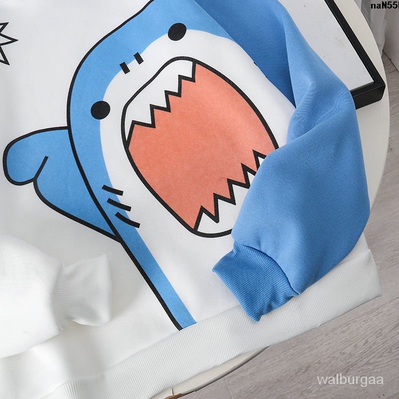 Áo Khoác Hoodie Vải Lông Cừu In Hình Cá Mập Phong Cách Nhật Bản Thời Trang Thu Đông Cho Nam