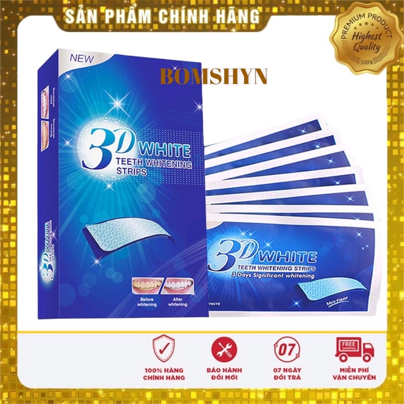 Hộp 7 Gói Miếng Dán Trắng Răng Tiện Lợi 5D White teeth whitening Strips