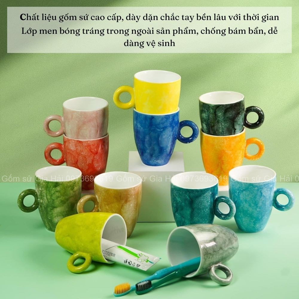 Ly Cà Phê Tách Cafe Latte 330ml Gốm Sứ Bát Tràng Cao Cấp nhiều màu