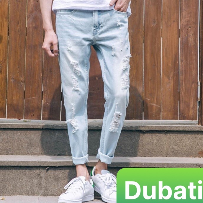 Quần Jean Nam Xanh Rách Chất Bò Cao Cấp Ống Đứng, Quần Baggy Nam- DB 78 - DUBATI FASHION