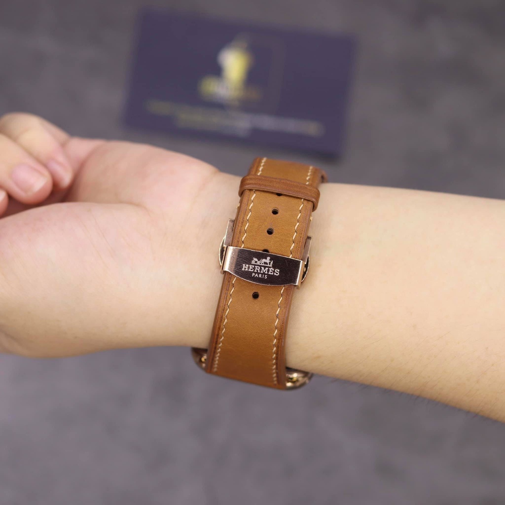 Dây Da Handmade [DA THẬT, BẢO HÀNH 1 NĂM] Barenia Nâu cho Apple Watch Seris 1/2/3/4/5/6/7