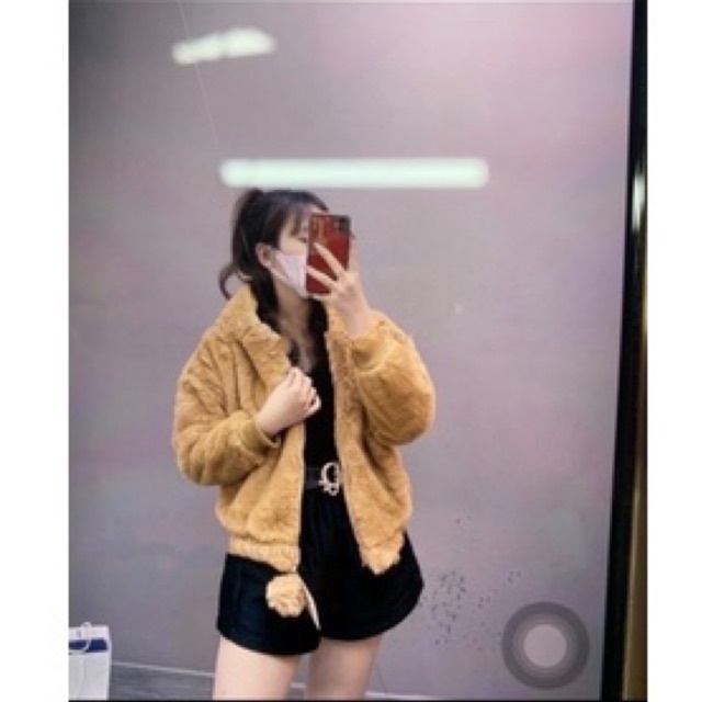 Áo khoác mũ lông gấu
