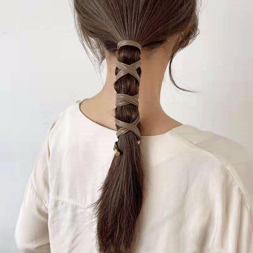 Dây Buộc Tóc Da PU Phối Hợp Kim Phong Cách Cổ Điển Ngọt Ngào WMES15H