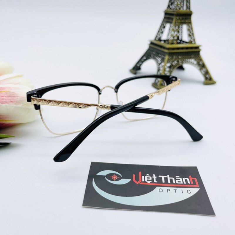 Gọng kính cận nửa viền họa tiết thánh giá chữ thập
