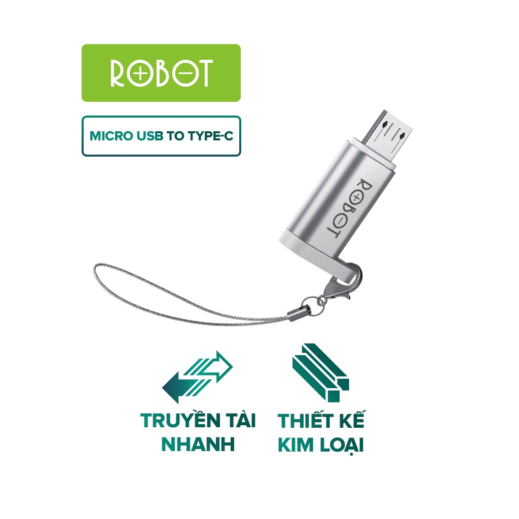 Đầu Chuyển Đổi OTG Cổng MicroUSB Sang Type-C ROBOT RT-OTG01 - Chất Liệu Vỏ Kim Loại