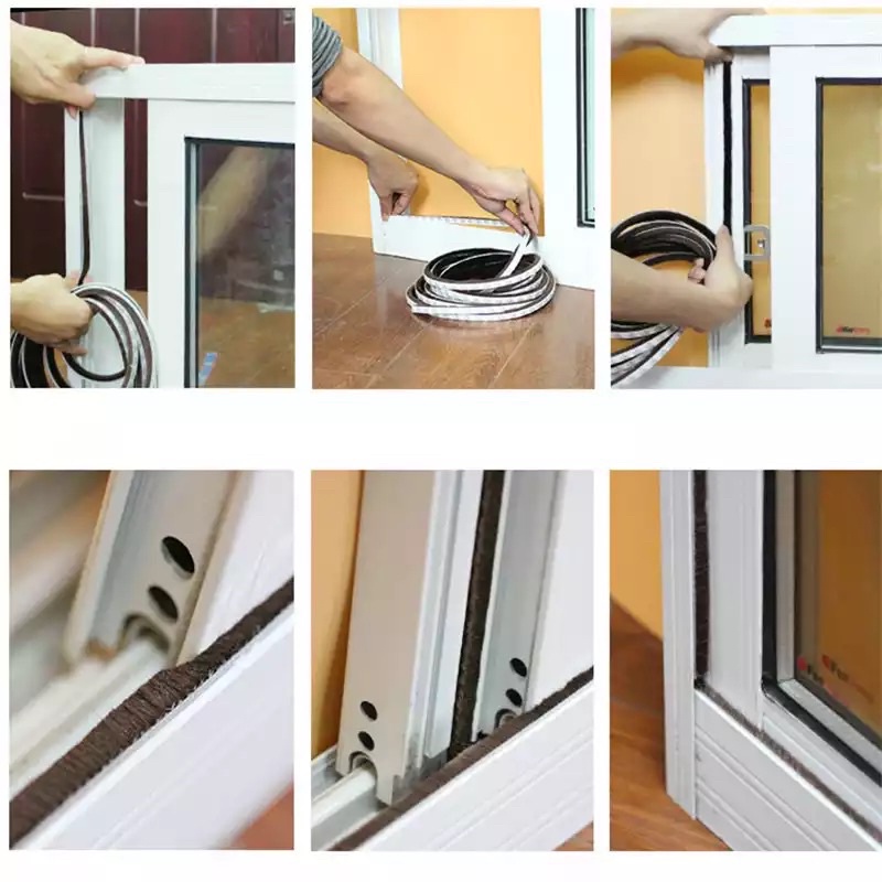 Ron Lông Nheo, gioăng Sợi Lông Nheo Dán Khe Hở Khung Cửa Ngăn Bụi Côn Trùng-Gioăng dán cửa sợi lông