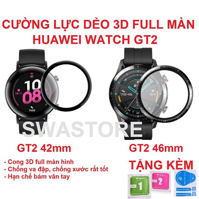 Cường lực 3D dán màn hình Huawei Watch 3 4 pro GT2 GT3 42mm 46mm Runner SE GT2Pro GT3Pro GT Cyber Ultimate full viền SWA