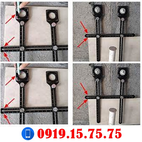 Thước lấy dấu gạch - Thước đo định vị cắt gạch - Thước đo 6 khúc - Thước cắt gạch cầm tay đa năng