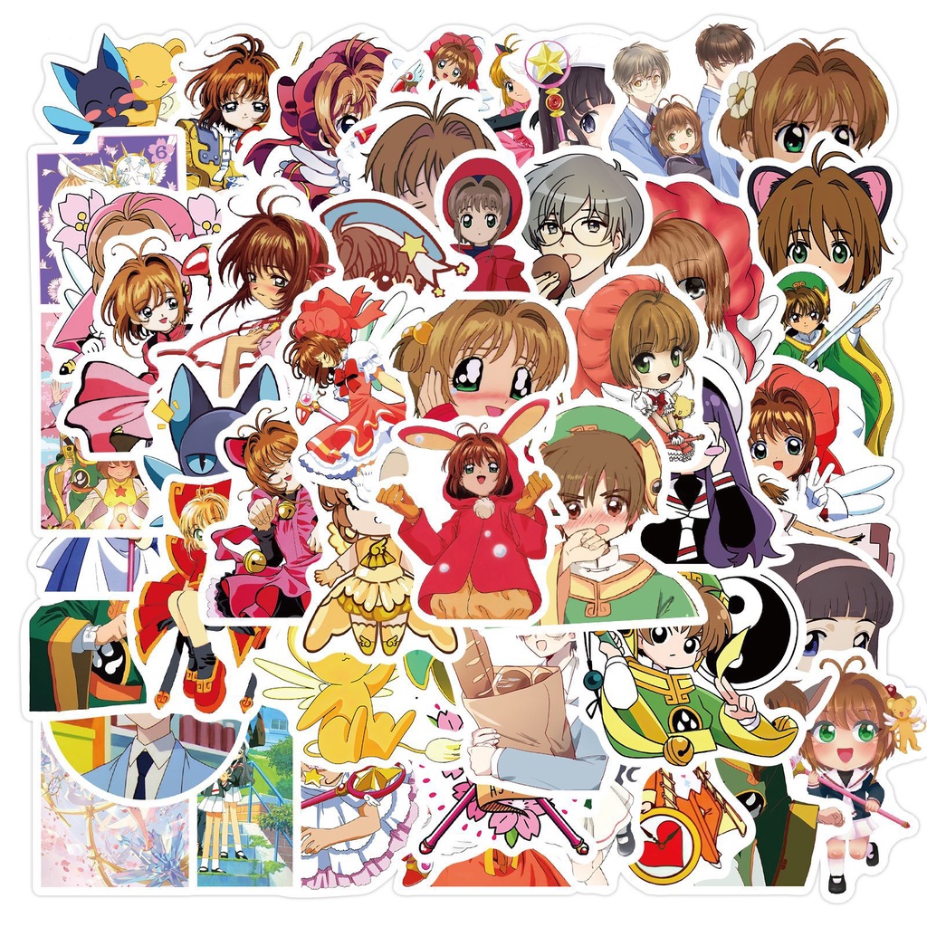 Y&P| Hình Dán Chống Nước Cardcaptor Sakura Nhật Bản Anime Mũ Bảo Hiểm Máy Tính Xách Tay Hành Lý Dán Thiết Lập, 50 tờ