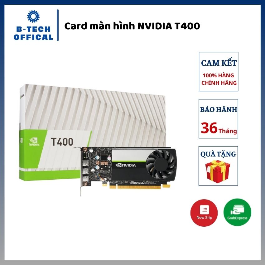 Card màn hình NVIDIA T400 (2GB GDDR6, 64-bit, 3x mini DisplayPort) - Hàng chính hãng