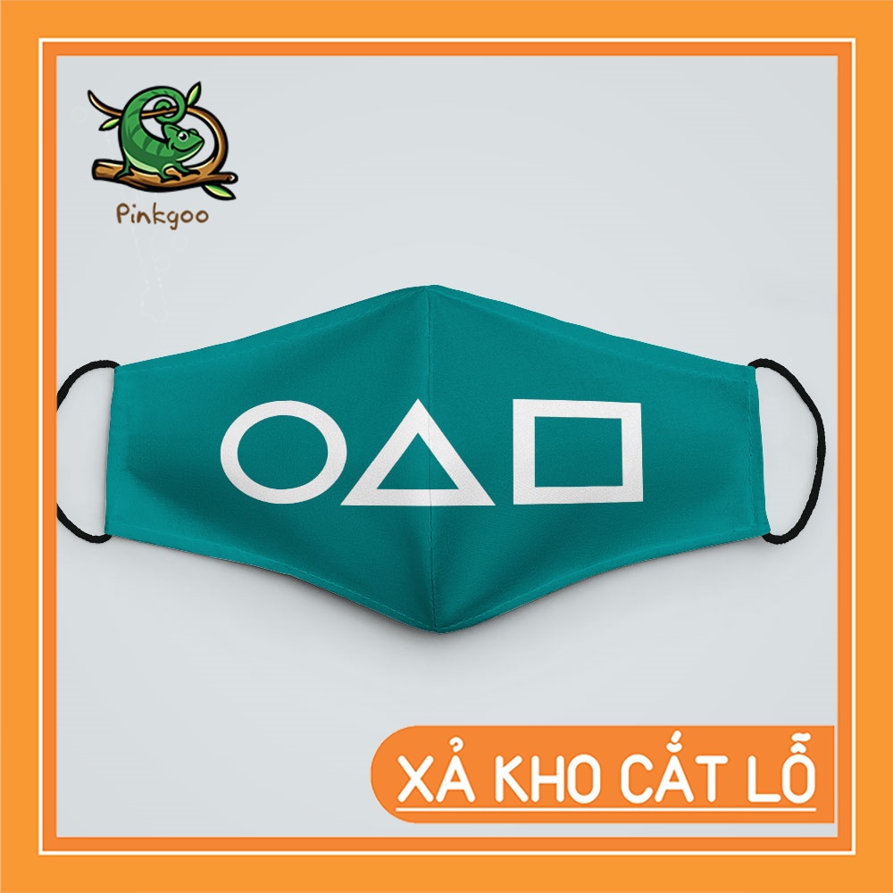 Khẩu Trang Chống Nắng Squid game 17 PinkGoo Vải Poly Cotton 100%, Ngăn Bụi, Kháng Khuẩn, Chống Giọt Bắn