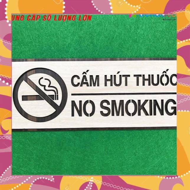 GIÁ GỐC- Tranh gỗ treo tường_Biển gỗ No Smoking- Cấm hút thuốc F03_CRN_01 đẹp trang trí nhà và quán cafe WoodLaserDecor